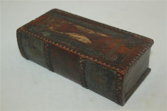 A 19th century American painted wood faux book box, 7in.